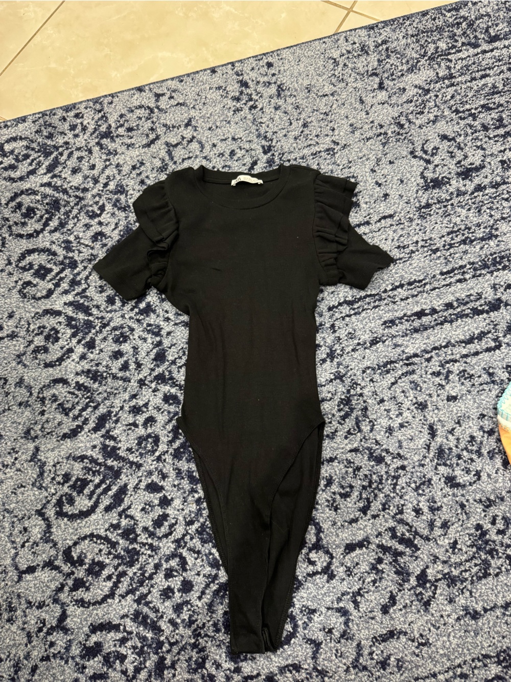 Zara Black Ruffle Sleeve Bodysuit